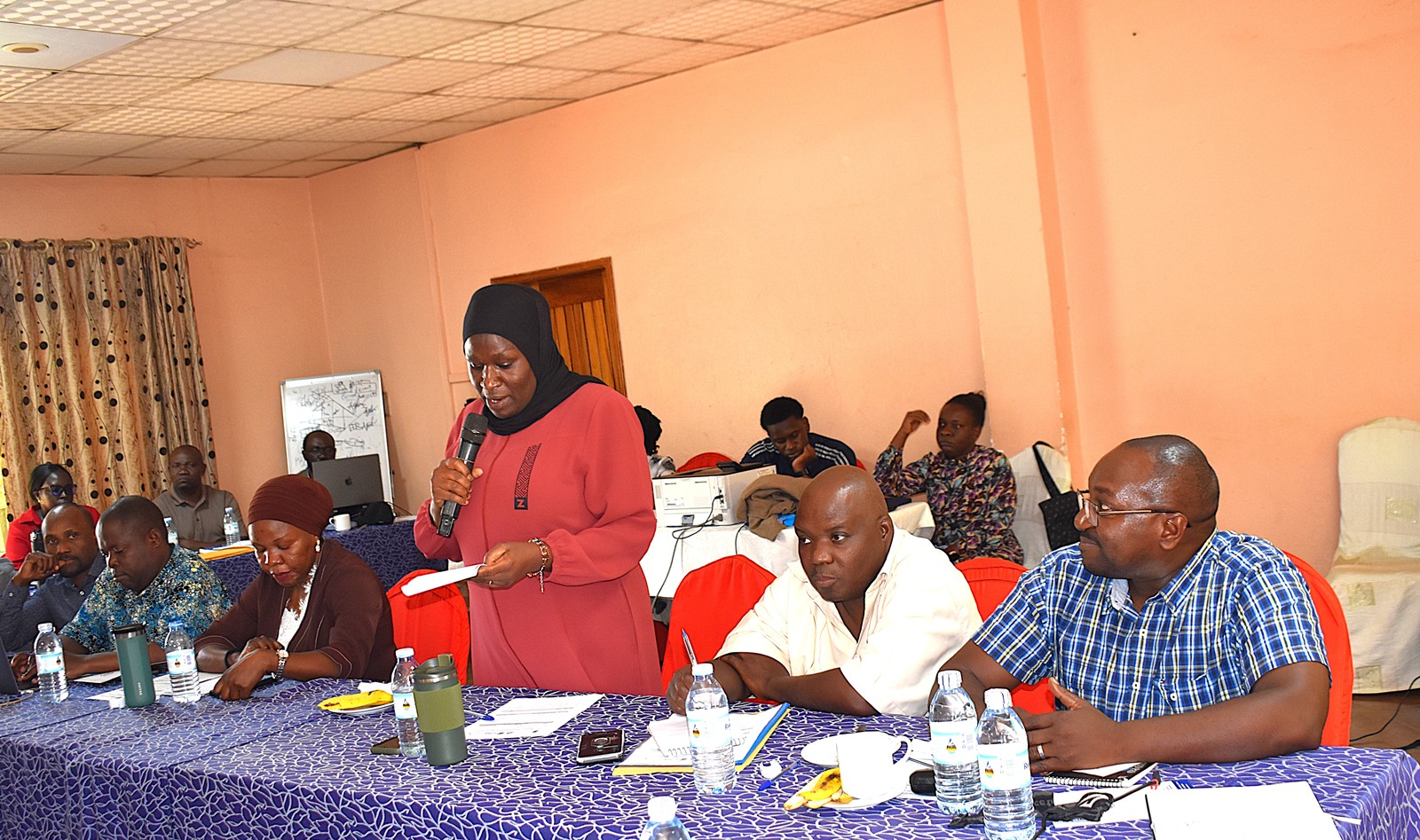 Dr. Shahasi Yusuf Athman from the Department of Plant Sciences, Microbiology and Biotechnology sharing her insights on CBET. College of Natural Sciences (CoNAS), Makerere University, capacity-building training for academic and technical staff to deepen their understanding of CBET principles and equip them with the skills required to design, deliver, and assess competency-based curricula, conducted with support from the Strengthening Commercial Aquaculture (SCA) Programme, funded by the Embassy of the Kingdom of the Netherlands in Kampala (EKN) and implemented by the COFAD Consortium (COFAD–ThinkAqua–WUR), 21-23 July 2026, Ridar Hotel, Seeta, Mukono, Uganda, East Africa.