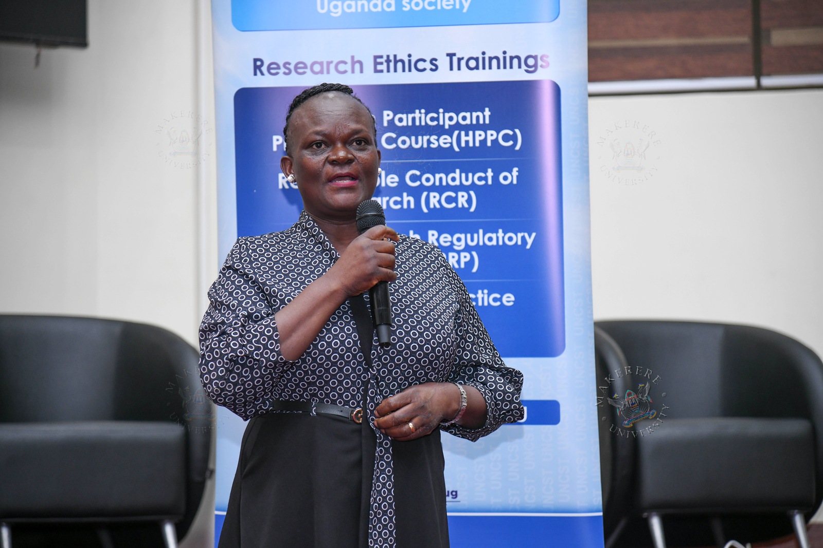 Prof. Sylvia Angubua Baluka. Closing Ceremony of the three-day Good Research Regulatory Practice (GRRP) Course for members of Research Ethics Committees (RECs) from Makerere University and other institutions organized by the Directorate of Research, Innovations and Partnerships (DRIP) at Makerere University in partnership with the Uganda National Council for Science and Technology (UNCST), 24th July 2026, MakSPH Auditorium, Kampala Uganda, East Africa.
