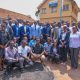 Hon. Eng. Jonard Asiimwe Akiiki is joined by the Prof. Barnabas Nawangwe, Prof. Bruce Kirenga and other officials in a group photo on 22nd July 2026. Hon. Eng. Jonard Asiimwe Akiiki, Minister of Science, Technology and Innovation in the Office of the President, two-day Ministerial Maiden Visit to Makerere University, 21st-22nd July 2026, Kampala Uganda, East Africa.