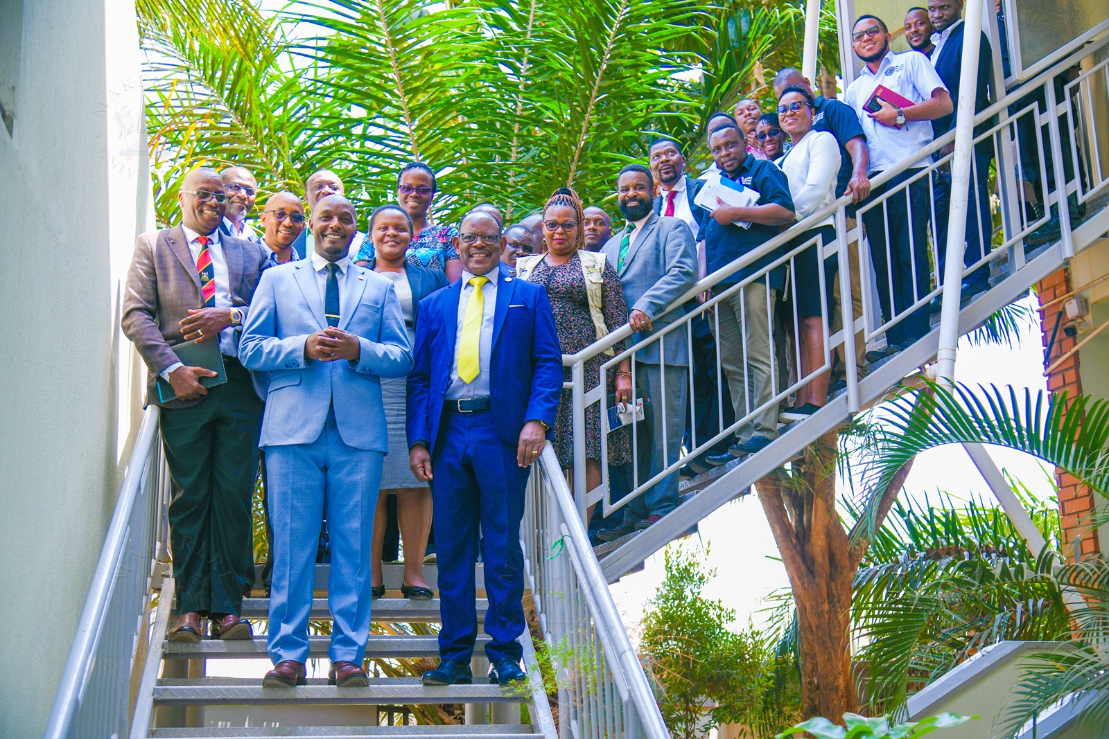 Hon. Eng. Jonard Asiimwe Akiiki with Prof. Barnabas Nawangwe, Dr. Andrew Kambugu and staff after their tour of IDI facilities. Hon. Eng. Jonard Asiimwe Akiiki, Minister of Science, Technology and Innovation in the Office of the President, two-day Ministerial Maiden Visit to Makerere University, 21st-22nd July 2026, Kampala Uganda, East Africa.