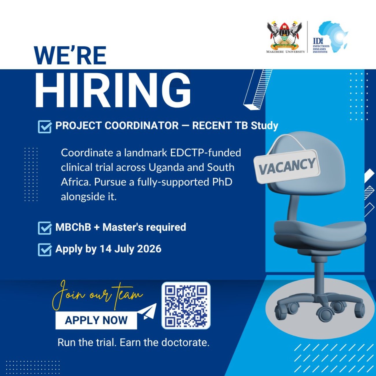IDI Job Advert: Project Coordinator (1), apply by 14th July 2026. Makerere University, Kampala Uganda, East Africa.