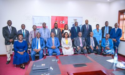 Seated L-R: Prof. Sylvia Nannyonga-Tamusuza, Mr. Simon Kizito, Prof. Barnabas Nawangwe, Prof. Pauline Byakika-Kibwika, Prof. Joseph Ngonzi, Prof. Robert Bitariho, and Ms. Robinah Nakakeeto with Makerere Management and the rest of the MUST delegation (Standing) on 23rd July 2026. Vice Chancellor, Prof. Barnabas Nawangwe and Members of Management host delegation from Mbarara University of Science and Technology (MUST) led by the Vice Chancellor Prof. Pauline Byakika-Kibwika to benchmark the Grants Management System, 23rd July 2026, Makerere University, Kampala Uganda, East Africa.