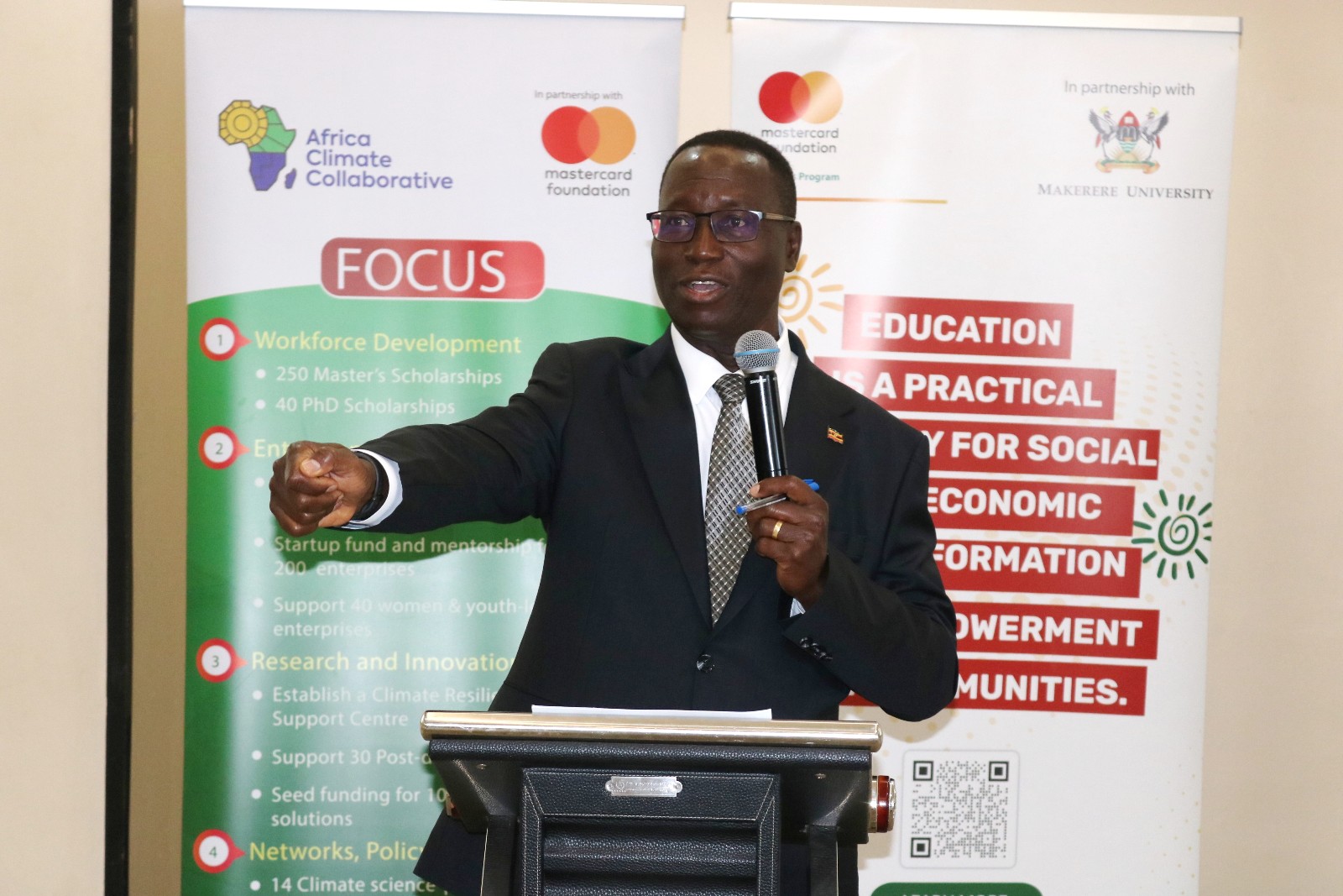 Mr. Aggrey Kibenge, addressing the Stakeholders. Makerere University convened the 2nd Partnership Development Breakfast for Mastercard Foundation-supported initiatives, 9th July 2026, Mestil Hotel Kampala, Uganda, East Africa.