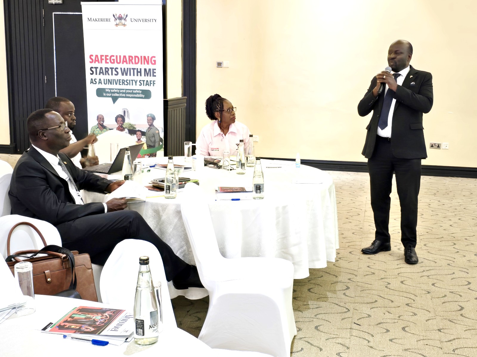 Prof. Muyinda sharing highlights about the E-learing Initiative. Makerere University convened the 2nd Partnership Development Breakfast for Mastercard Foundation-supported initiatives, 9th July 2026, Mestil Hotel Kampala, Uganda, East Africa.
