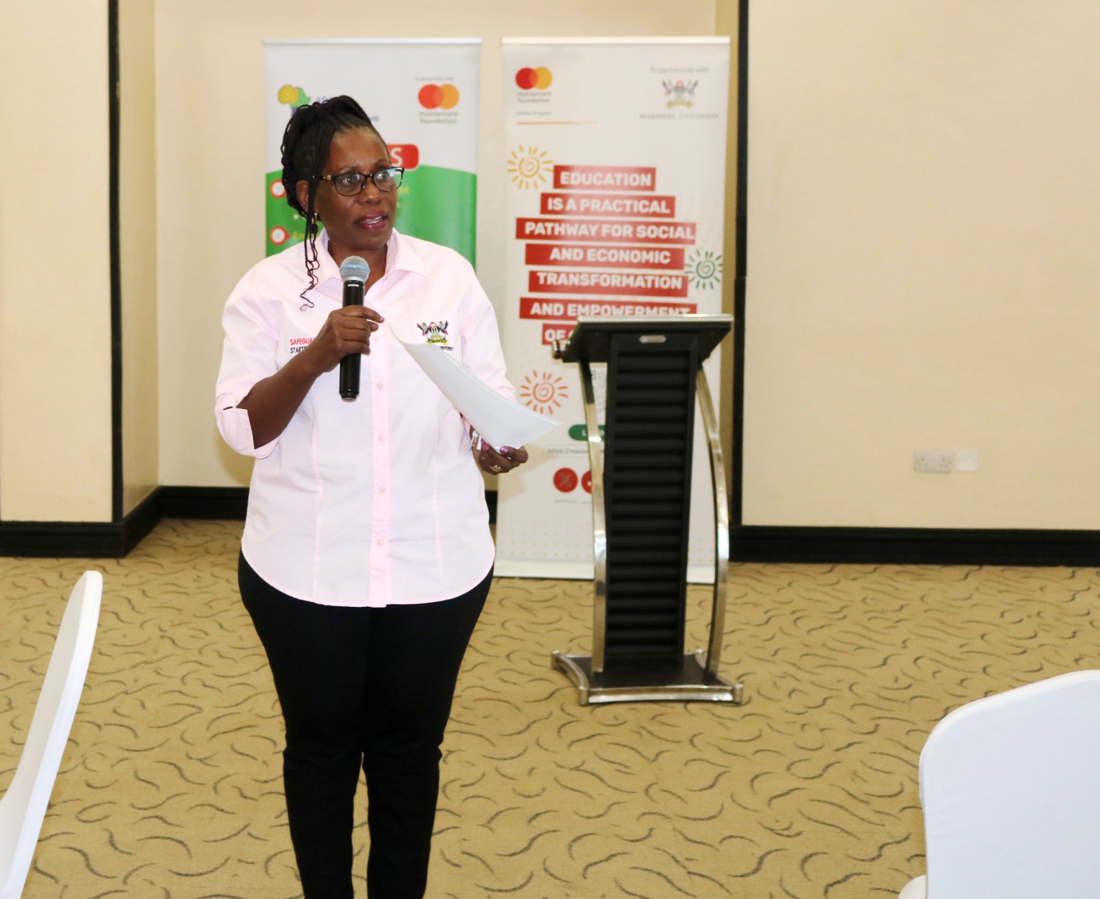 Prof. Namaalwa, sharing highlights about the Scholars Program with the Stakeholders. Makerere University convened the 2nd Partnership Development Breakfast for Mastercard Foundation-supported initiatives, 9th July 2026, Mestil Hotel Kampala, Uganda, East Africa.