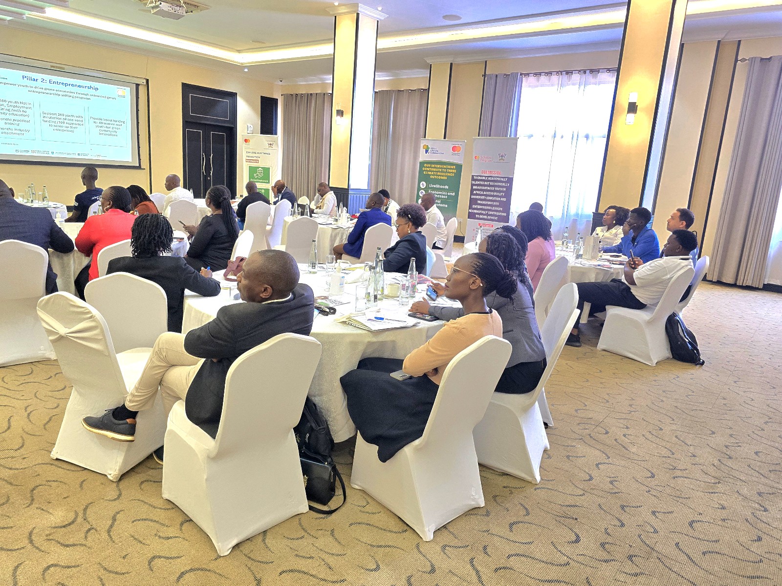 Some of the Stakeholders following the proceedings during the event. Makerere University convened the 2nd Partnership Development Breakfast for Mastercard Foundation-supported initiatives, 9th July 2026, Mestil Hotel Kampala, Uganda, East Africa.
