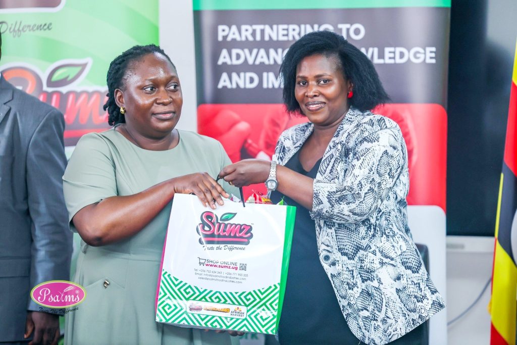 From the left: Ms. Hawa Kajumba, Lead Partnerships, Advancement Office and Mrs. Maureen Ngabirano, ED, Psalms Food Industries Ltd. DVCAA Professor Sarah Ssali signs Memorandum of Understanding (MoU) with Psalms Food Industries Ltd, marking the beginning of a strategic partnership aimed at strengthening collaboration between academia and industry through research, innovation, entrepreneurship and experiential learning, 21st July 2026, Main Building, Makerere University, Kampala Uganda, East Africa.