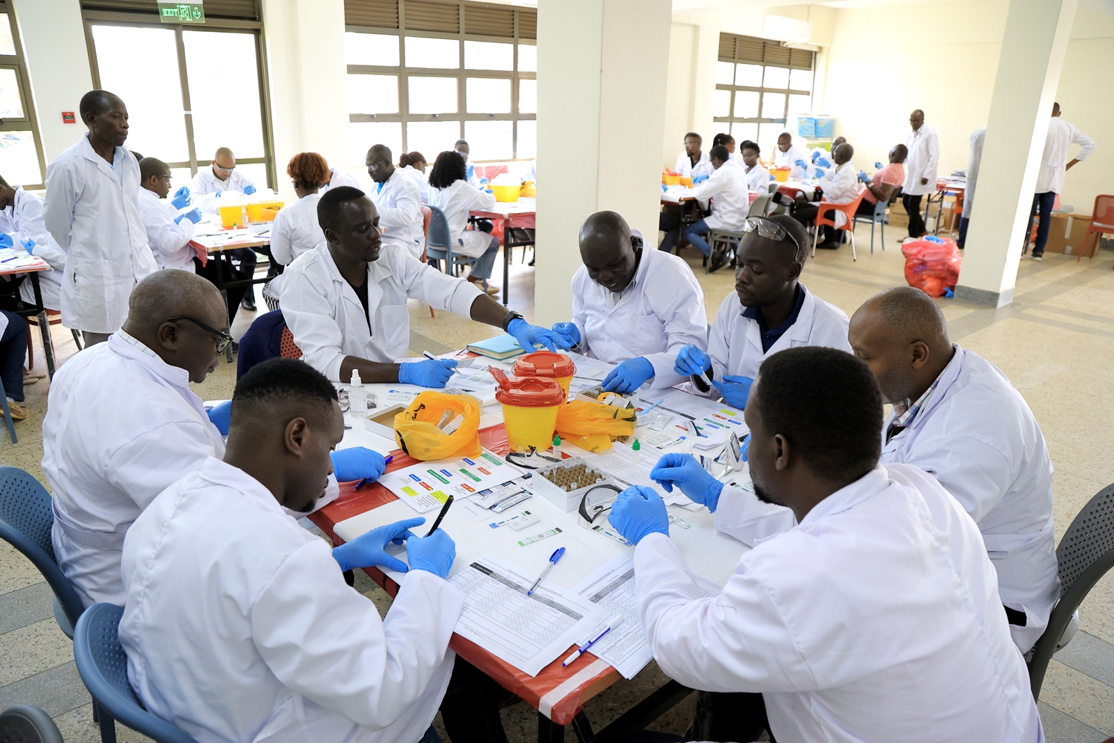 UPHIA 2025 laboratory technicians undergo pre-deployment training at MakSPH, delivered with Uganda National Health Laboratory Services, ahead of field data collection on HIV and related health indicators across Uganda. Makerere University School of Public Health (MakSPH) reflection on long and productive partnership with the people and Government of the United States, spanning more than 35 years. Kampala Uganda, East Africa.