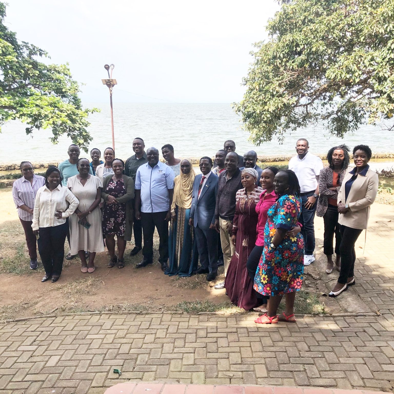 Participants by the lakeside at Kalanoga Resort Beach. Makerere University School of Law capacity-building workshop to strengthen lecturers’ skills in delivering practical legal education, June 19th, 2026, Kalanoga Resort Beach, Uganda, East Africa.