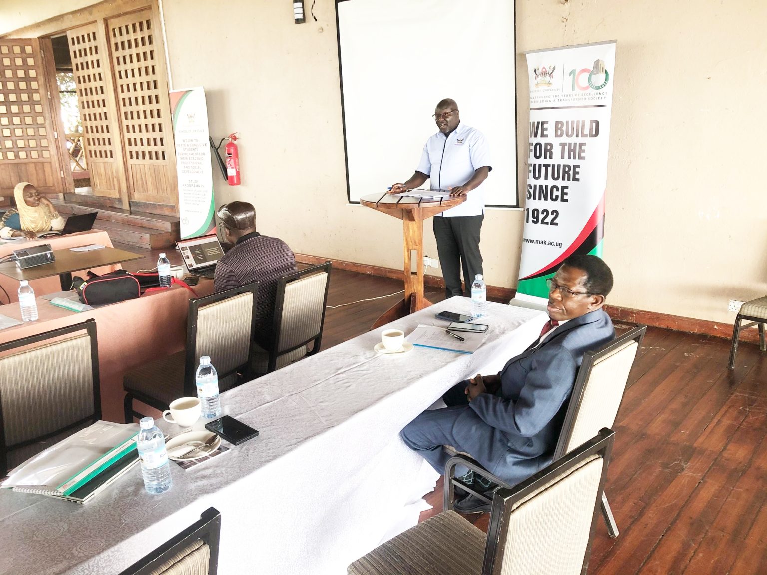 Prof. Ronald Naluwairo, Dean School of Law, Makerere University delivering his remarks during the workshop. Makerere University School of Law capacity-building workshop to strengthen lecturers’ skills in delivering practical legal education, June 19th, 2026, Kalanoga Resort Beach, Uganda, East Africa.