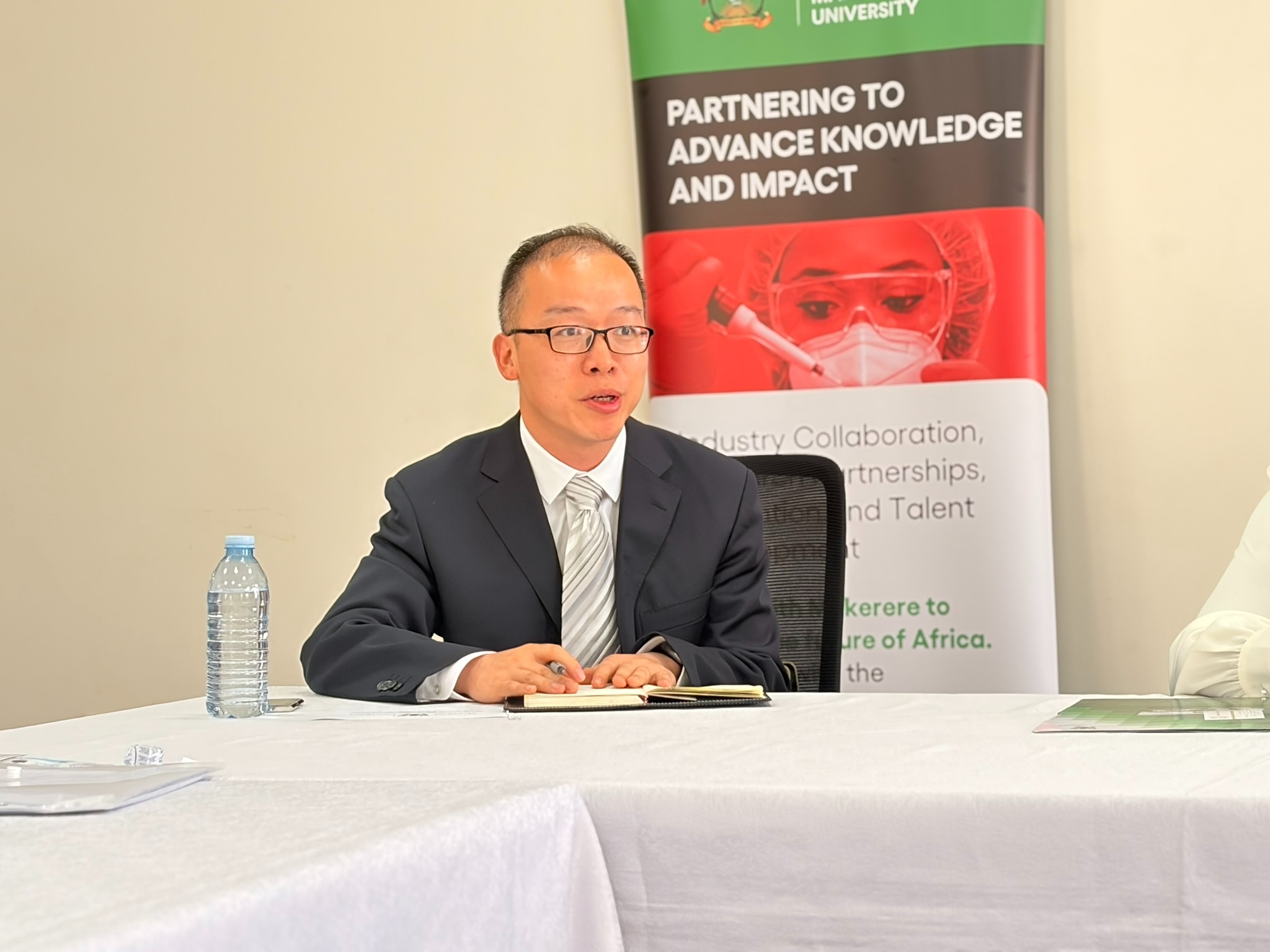The Vice President of Southwest Minzu University addressing the meeting. DVCAA Professor Sarah Ssali receives delegation from Southwest Minzu University, China, led by the Vice President, Professor Yang Sheng-Tao, for a high-level meeting focused on academic collaboration and joint capacity development in animal husbandry and veterinary medicine, 23rd July 2026, Main Building, Makerere University, Kampala Uganda, East Africa.