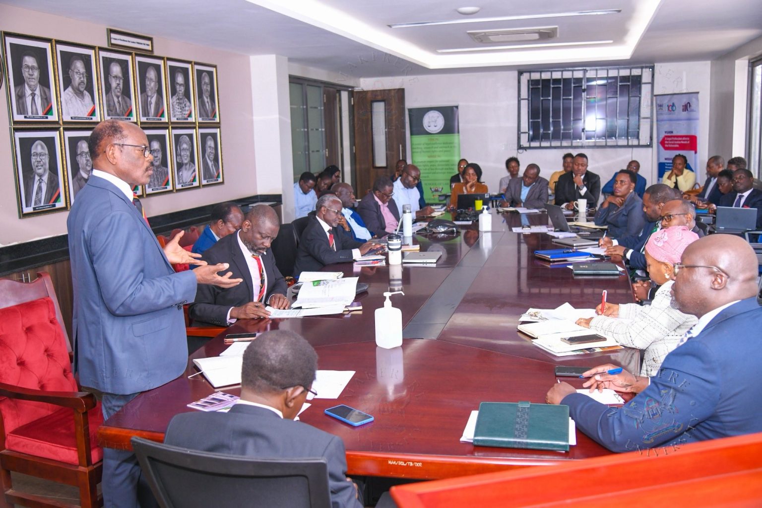 Prof. Barnabas Nawangwe, VC Makerere University addressing staff School of Law. The Vice Chancellor, Prof. Barnabas Nawangwe and Management's engagement with the School of Law (SoL) Leadership and Staff, 23rd June 2026, Makerere University, Kampala Uganda, East Africa.