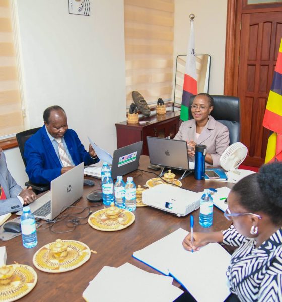 First Deputy Vice Chancellor for Academic Affairs, Prof Sarah Ssali on her Right, Prof. Fredrick Muyodi, and Assoc Prof. William Tayeebwa at the launch of the Summer School