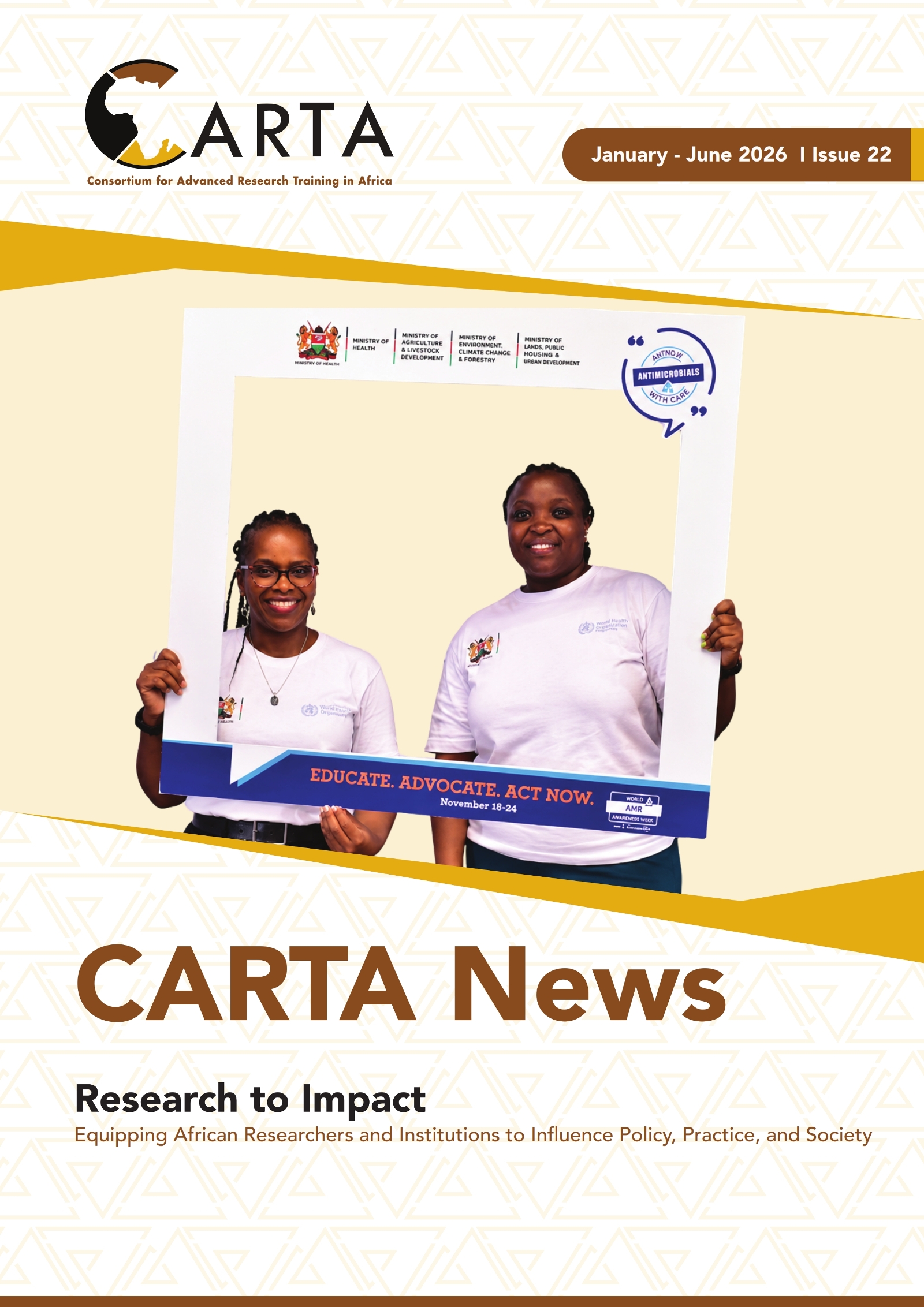 Cover page of the CARTA Newsletter: Jan – June 2026. Consortium for Advanced Research Training in Africa (CARTA)