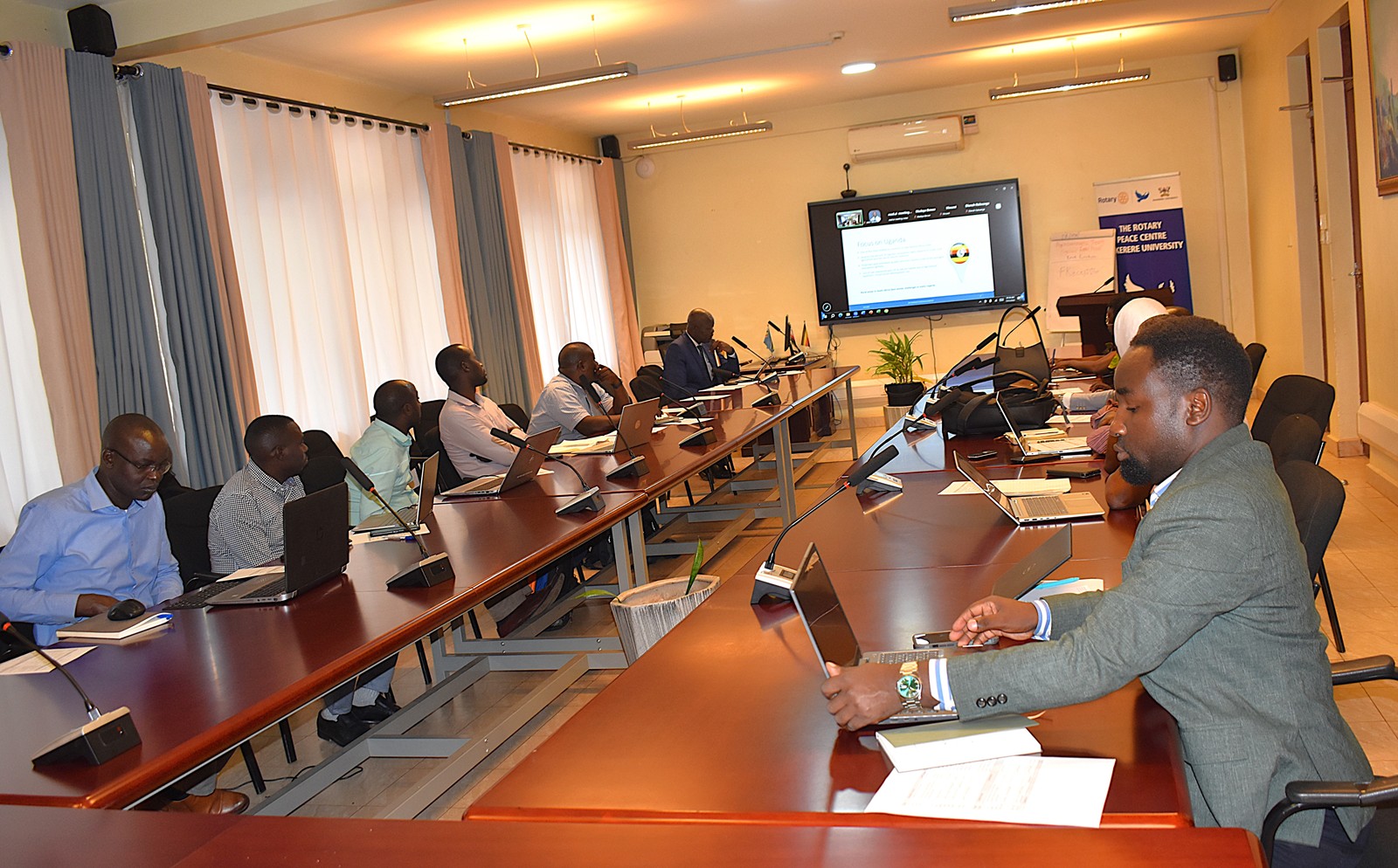 Participants following the proceedings of the meeting. End of Project Workshop for “Strengthening Education and Research Capacity for Enhancing Biodiversity Conservation and Sustainable Natural Resources Use,” Makerere University, in partnership with Rhine-Waal University of Applied Sciences (Germany) and the Central University of Technology (South Africa), 31st July 2026, Kampala Uganda, East Africa.