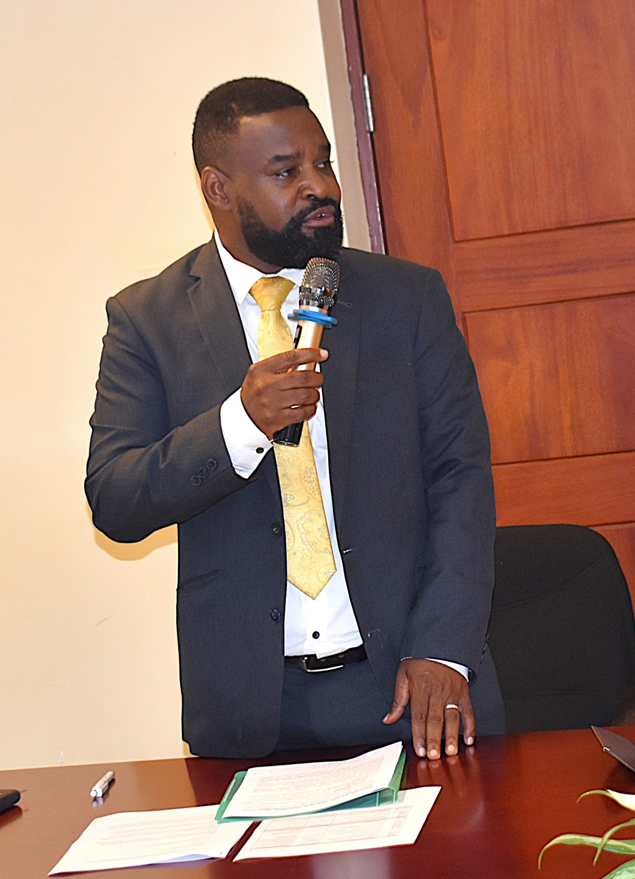 Makerere University Director of Research, Innovation and Partnerships, Prof. Robert Wamala addressing participants. End of Project Workshop for “Strengthening Education and Research Capacity for Enhancing Biodiversity Conservation and Sustainable Natural Resources Use,” Makerere University, in partnership with Rhine-Waal University of Applied Sciences (Germany) and the Central University of Technology (South Africa), 31st July 2026, Kampala Uganda, East Africa.