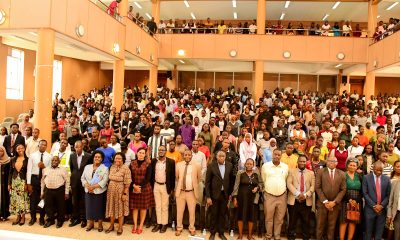 CEES Leadership and University Officials with first year students admitted to the various undergraduate academic programmes during the orientation on 6th August 2026. Orientation of first year students admitted to various undergraduate academic programmes at the College of Education and External Studies (CEES), 6th August 2026, Yusuf Lule Central Teaching Facility Auditorium, Makerere University, Kampala Uganda, East Africa.