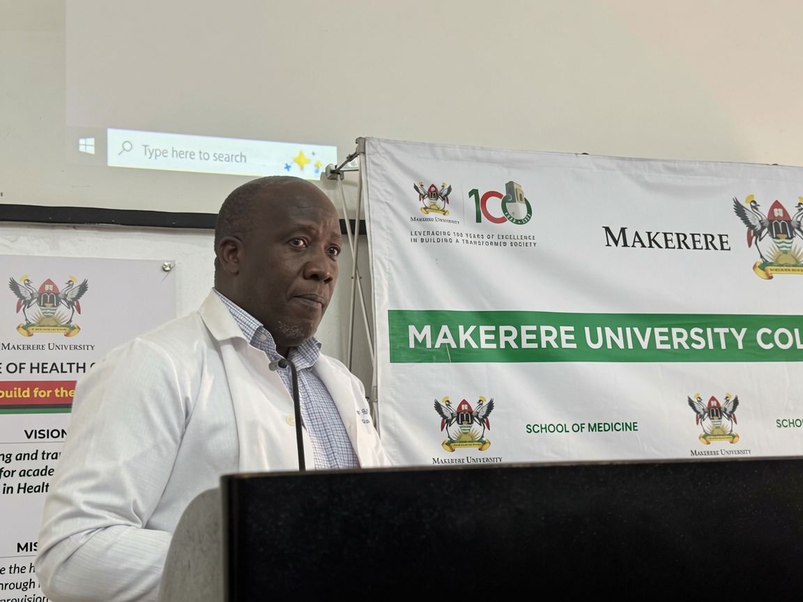 Professor Mark Kaddu. Opening session of the Makerere University College of Health Sciences (MakCHS) Freshers' Orientation Ceremony, 4th August 2026, Davies Lecture Theatre, Mulago Hospital Complex, Kampala Uganda, East Africa.