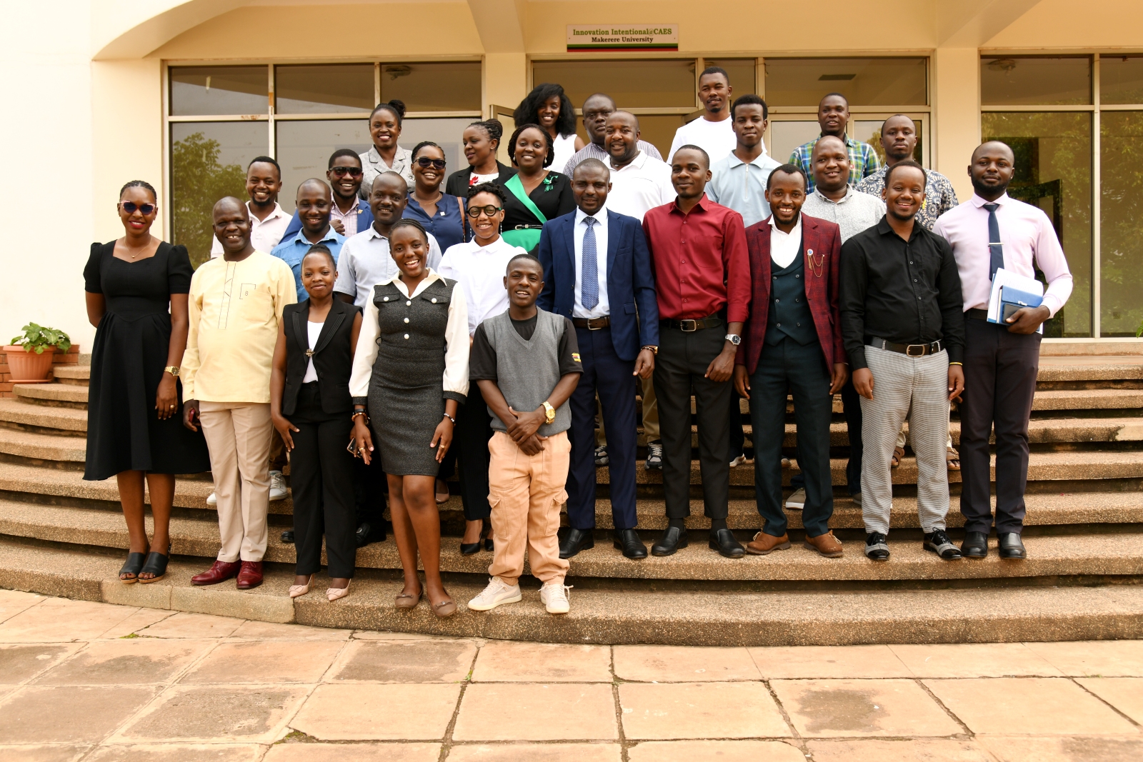 Part of the the pioneer cohort of the Certificate in Critical Thinking and Social Intelligence poses for a group photo on 7th August 2026 at Makerere University. Award ceremony for the pioneer cohort of the Certificate in Critical Thinking and Social Intelligence, a short course offered by the Department of Philosophy in the School of Liberal and Performing Arts, College of Humanities and Social Sciences (CHUSS) with support from Konrad Adenauer Stiftung and UNESCO. 7th August 2026, Conference Hall, School of Food Technology, Nutrition and Bioengineering, CAES, Makerere University, Kampala Uganda.