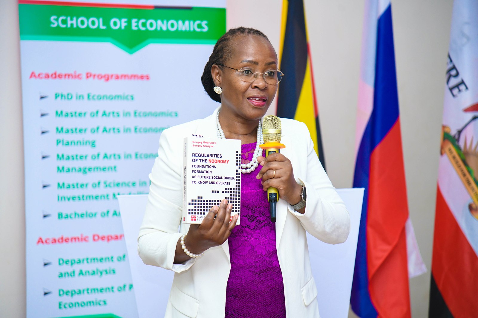 Prof. Sarah Ssali. College of Business and Management Sciences (CoBAMS) supported by the Makerere University Research and Innovations Fund (Mak-RIF) in collaboration with the Witte Institute for New Industrial Development and St. Petersburg Polytechnic University, Russia Conference on The Theory of Noonomy and its Role in Resolving Modernity Issues: Pathways to Sustainable Social and Economic Transformation, 20th Aug 2026, Senior Common Room, Main Building, Makerere University, Kampala Uganda, East Africa
