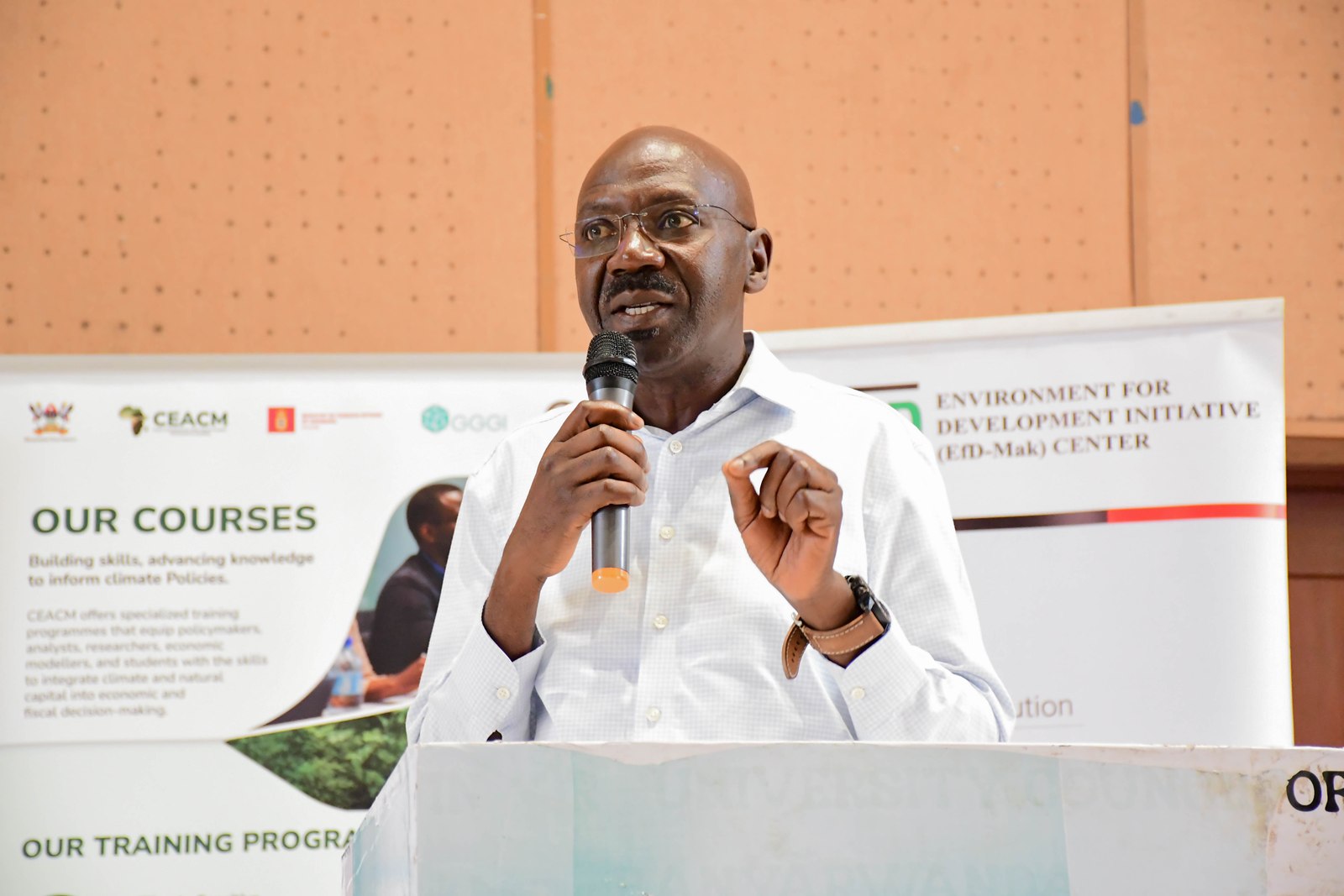 The College Bursar Mr. Peter Mubiru. College of Business and Management Sciences (CoBAMS) kick off of four-day orientation programme 4th August 2026, Yusuf Lule Central Teaching Facility Auditorium, Makerere University, Kampala Uganda, East Africa.