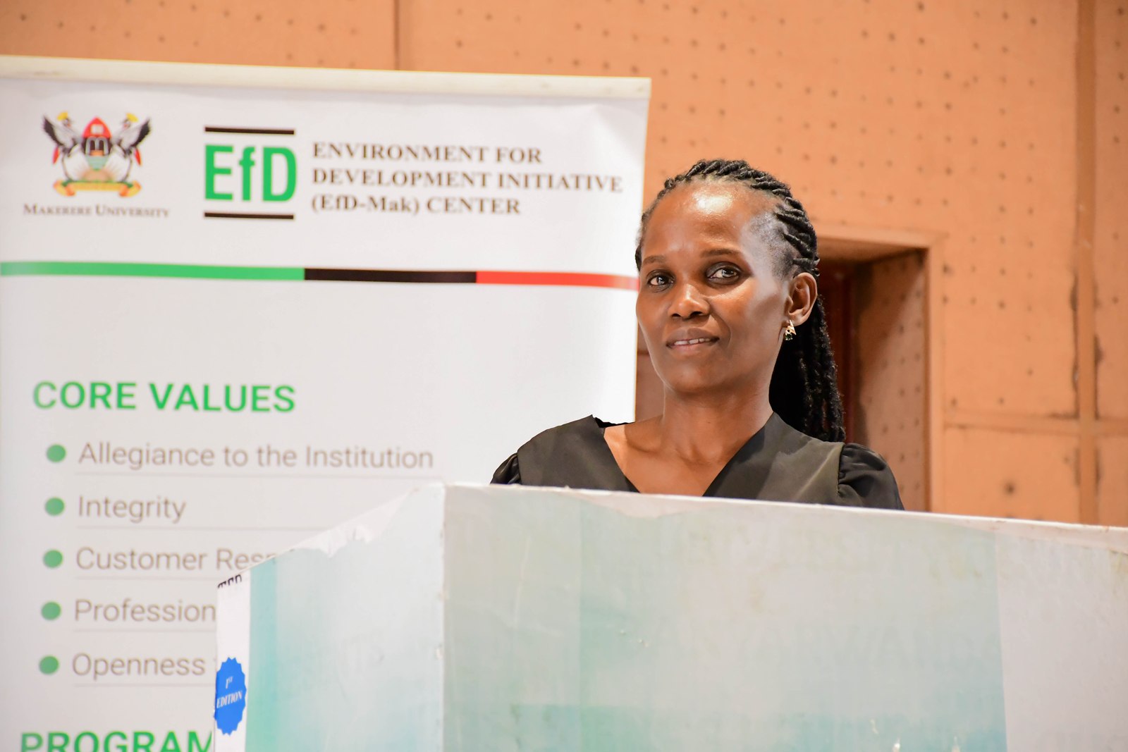 Ms. Stella Butamanya, Registrar of the School of Statistics and Planning. College of Business and Management Sciences (CoBAMS) kick off of four-day orientation programme 4th August 2026, Yusuf Lule Central Teaching Facility Auditorium, Makerere University, Kampala Uganda, East Africa.