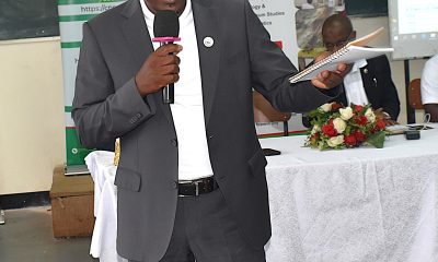 The Principal of CoNAS, Prof. Winston Tumps Ireeta welcoming the newly admitted students during the orientation ceremony held on 5th August 2026 at the College premises. Freshers' Orientation for College of Natural Sciences (CoNAS) for the Academic Year 2026/2027, 5th August 2026, Room 201/202, JICA Building, Makerere University, Kampala Uganda, East Africa.