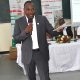 The Principal of CoNAS, Prof. Winston Tumps Ireeta welcoming the newly admitted students during the orientation ceremony held on 5th August 2026 at the College premises. Freshers' Orientation for College of Natural Sciences (CoNAS) for the Academic Year 2026/2027, 5th August 2026, Room 201/202, JICA Building, Makerere University, Kampala Uganda, East Africa.