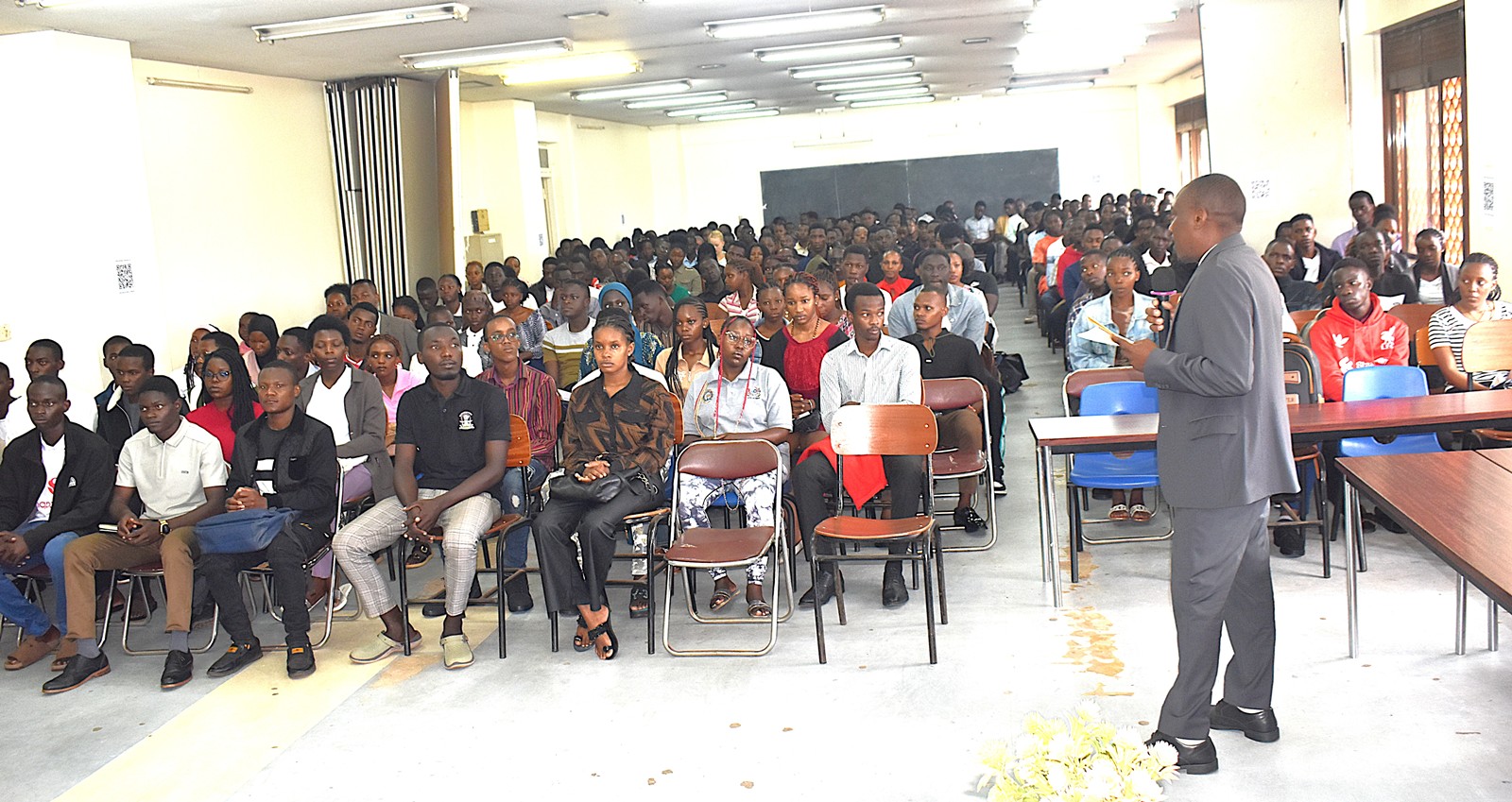 Prof. Ireeta urged the students to approach university life with discipline and commitment. Freshers' Orientation for College of Natural Sciences (CoNAS) for the Academic Year 2026/2027, 5th August 2026, Room 201/202, JICA Building, Makerere University, Kampala Uganda, East Africa.