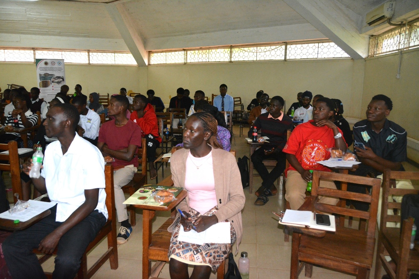 Some of the incoming students. College of Veterinary Medicine, Animal Resources and Biosecurity (CoVAB) orientation for incoming students of the Bachelor of Industrial Livestock Business (BILB) and Bachelor of Agribusiness and Production (BAP) programs, August 6th, 2026, Livestock Industrial Resources (LIR) Department, Makerere University, Kampala Uganda, East Africa.