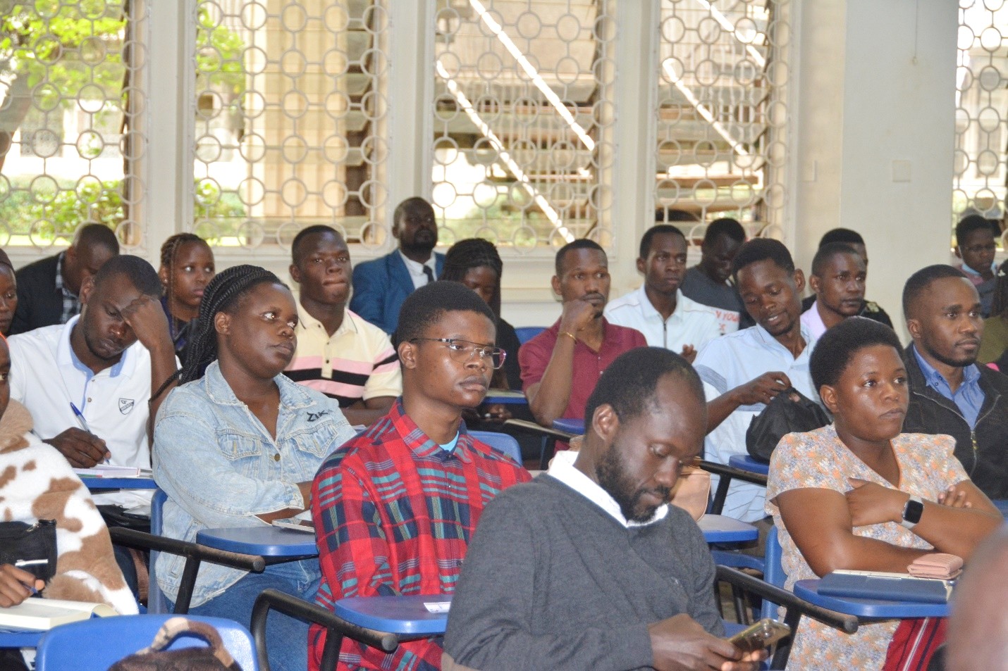 A section of graduate and undergraduate Biomedical Laboratory Technology students attending the SBLS orientation, united in their journey of discovery and innovation. School of Biosecurity, Biotechnical and Laboratory (SBLS) orientation for undergraduate and postgraduate students, 4th August 2026,e College of Veterinary Medicine, Animal Resources and Biosecurity (CoVAB), Makerere University, Kampala Uganda, East Africa.