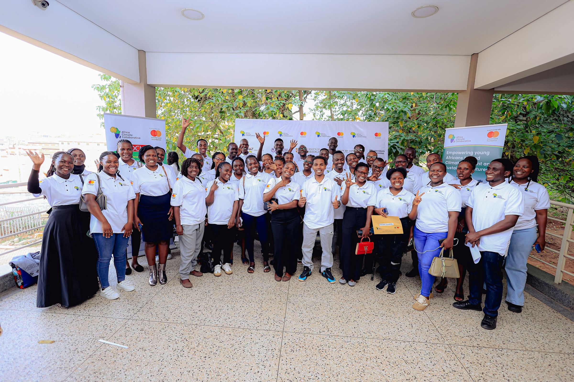 Cohort two of the Africa Climate Collaborative scholars pose for a group photo after the award ceremony. Award Ceremony for Cohort 2 of 50 young people to pursue Master's studies under the Africa Climate Collaborative, an initiative supported by the Mastercard Foundation for the 2026/2027 academic, 20th August 2026, Makerere University School of Public Health (MakSPH) Auditorium, Main Campus, Kampala Uganda, East Africa.