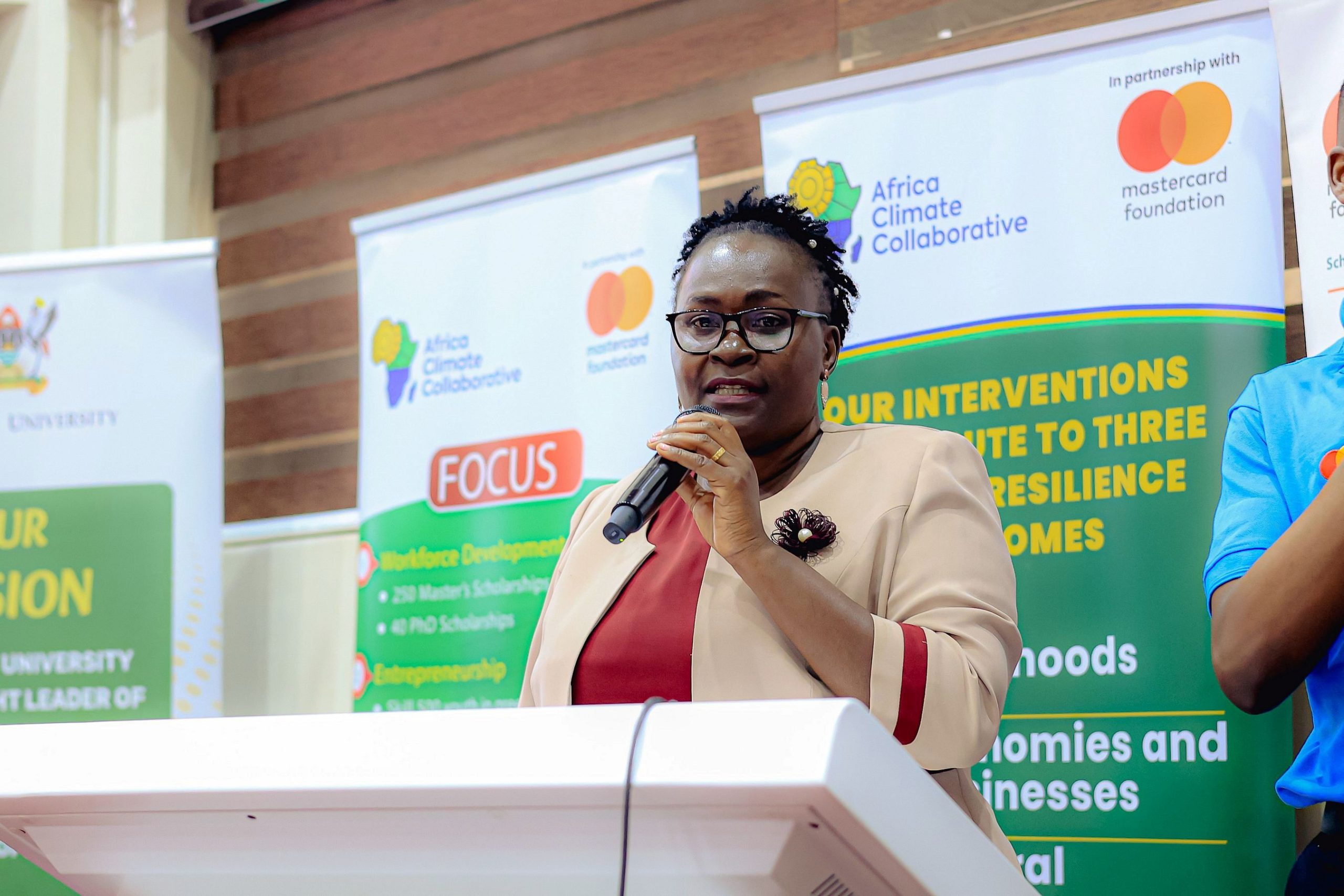 Prof. Claire Mack Mugasa, Chairperson of the Selection Sub-committee of the Africa Climate Collaborative. Award Ceremony for Cohort 2 of 50 young people to pursue Master's studies under the Africa Climate Collaborative, an initiative supported by the Mastercard Foundation for the 2026/2027 academic, 20th August 2026, Makerere University School of Public Health (MakSPH) Auditorium, Main Campus, Kampala Uganda, East Africa.