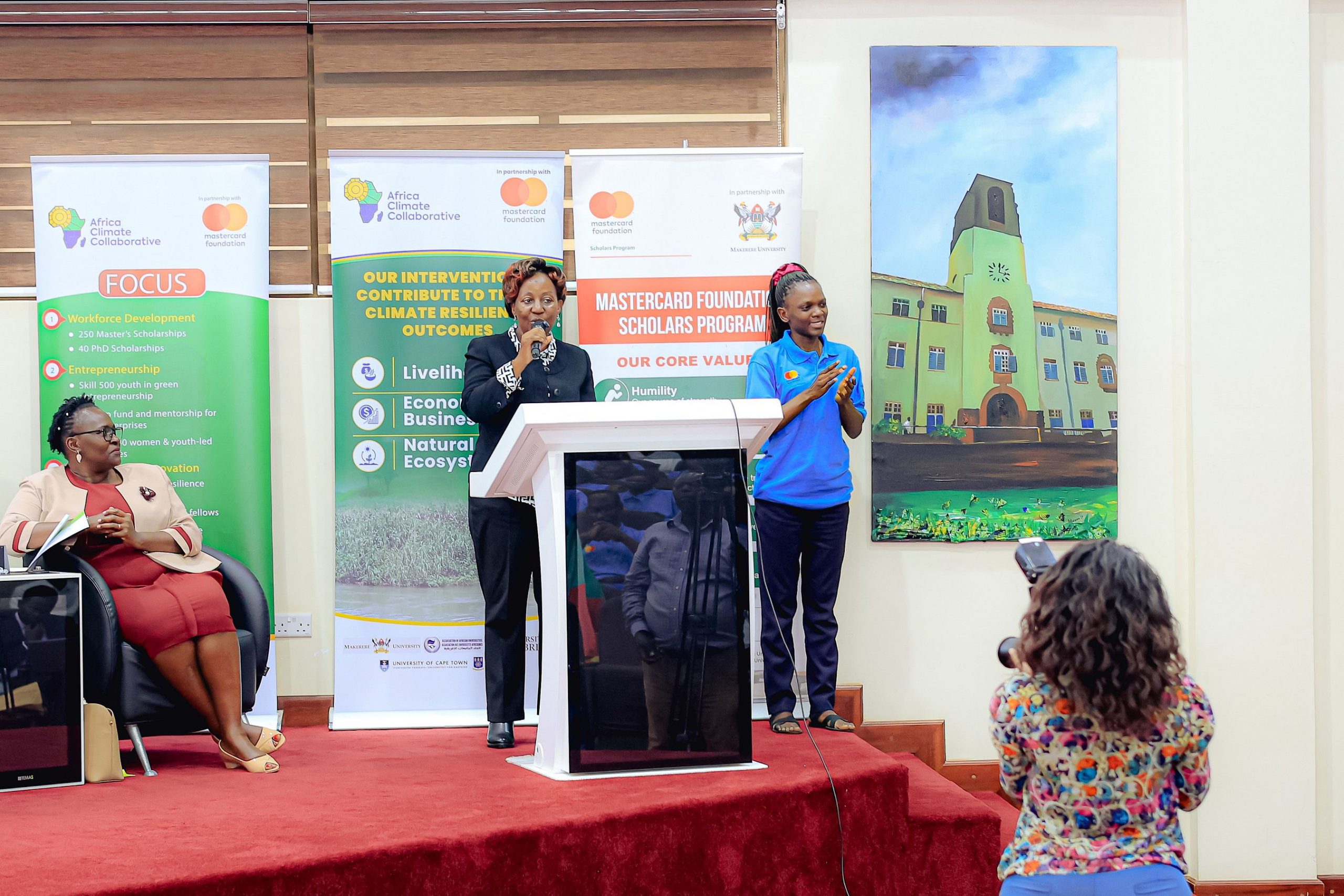 Prof Gorettie Nabanoga, Program Director Africa Climate Collaborative. Award Ceremony for Cohort 2 of 50 young people to pursue Master's studies under the Africa Climate Collaborative, an initiative supported by the Mastercard Foundation for the 2026/2027 academic, 20th August 2026, Makerere University School of Public Health (MakSPH) Auditorium, Main Campus, Kampala Uganda, East Africa.