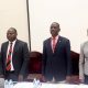 L-R: Dr. Mike Barongo, Dr. Kizito Ongaya, Prof. Julius Kikooma and Prof. Sarah Ssali. Directorate of Graduate Training (DGT) Orientation of newly admitted postgraduate diploma and master’s students, under the theme “Harnessing the Power of Graduate Training to Transform Africa’s Research Trajectory”, 11th August 2026, Main Hall, Main Building, Makerere University, Kampala Uganda, East Africa.