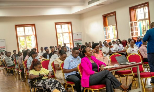 Dr. Winifred Kabumbuli with Mr. Musa Mulindwa, Ms. Susan Mbababazi, officials and Student Safeguarding Champions during the training on 31st July 2026. More than 60 Student Safeguarding Champions have undergo intensive training to strengthen efforts aimed at preventing abuse, promoting inclusion and creating a safer learning environment for all students, 31st July 2026, Senior Common Room, Main Building, Makerere University, Kampala Uganda, East Africa.