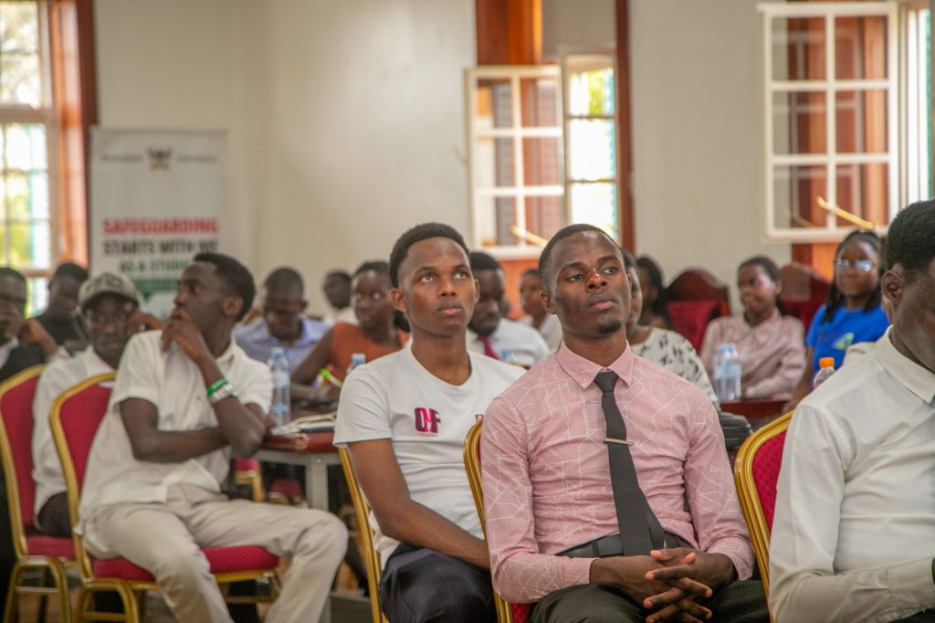 Some of the Student Safeguarding Champions follow proceedings. More than 60 Student Safeguarding Champions have undergo intensive training to strengthen efforts aimed at preventing abuse, promoting inclusion and creating a safer learning environment for all students, 31st July 2026, Senior Common Room, Main Building, Makerere University, Kampala Uganda, East Africa.