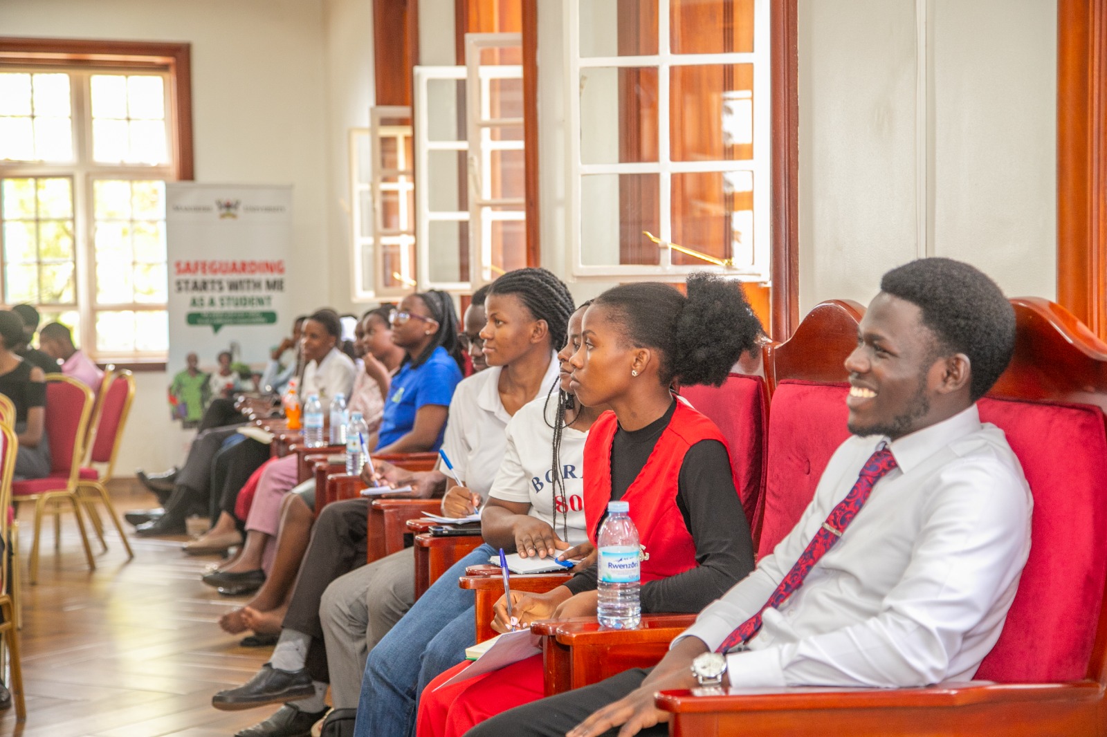 A section of Student Safeguarding Champions. More than 60 Student Safeguarding Champions have undergo intensive training to strengthen efforts aimed at preventing abuse, promoting inclusion and creating a safer learning environment for all students, 31st July 2026, Senior Common Room, Main Building, Makerere University, Kampala Uganda, East Africa.