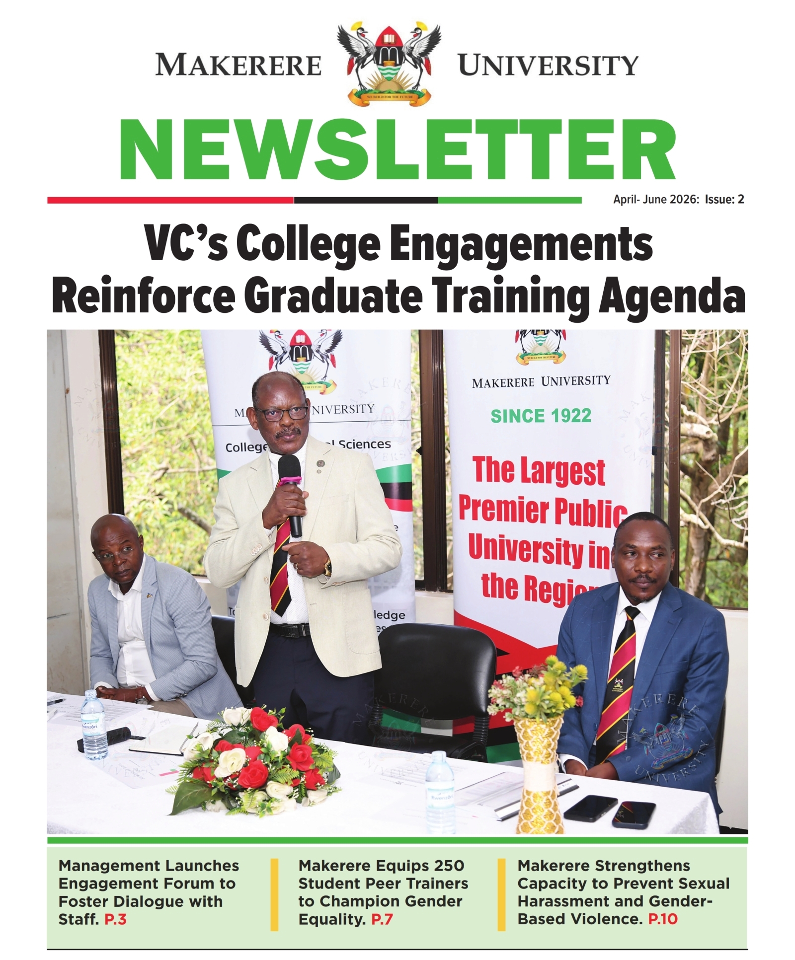 Cover Page of the Makerere University Newsletter Apr-Jun 2026. Kampala Uganda, East Africa.