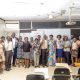 The Dean and Staff of SPH with Claire Nakayizi during the celebration. Celebrating Claire Nakayizi's 14 years of service as Custodian, August 2026, Makerere University School of Public Health (MakSPH), Mulago Hospital Complex, Kampala Uganda, East Africa.