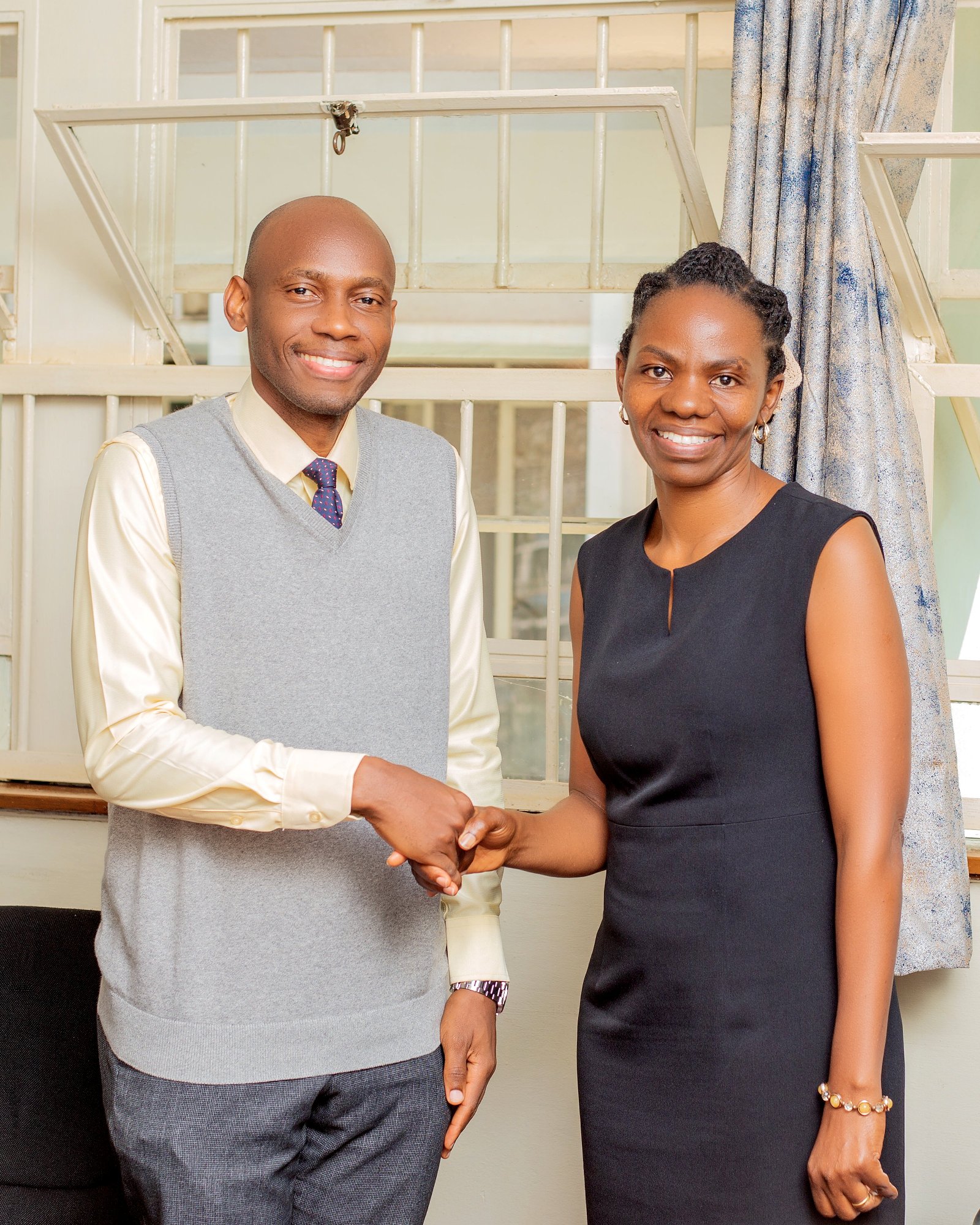 Dr. David Musoke (L) and Dr. Esther Buregyeya (R). Makerere University School of Public Health (MakSPH) leadership transition, Department of Disease Control and Environmental Health, Dr. David Musoke takes over from Dr. Esther Buregyeya, 11th August 2026, Mulago Hospital Complex, Kampala Uganda, East Africa.