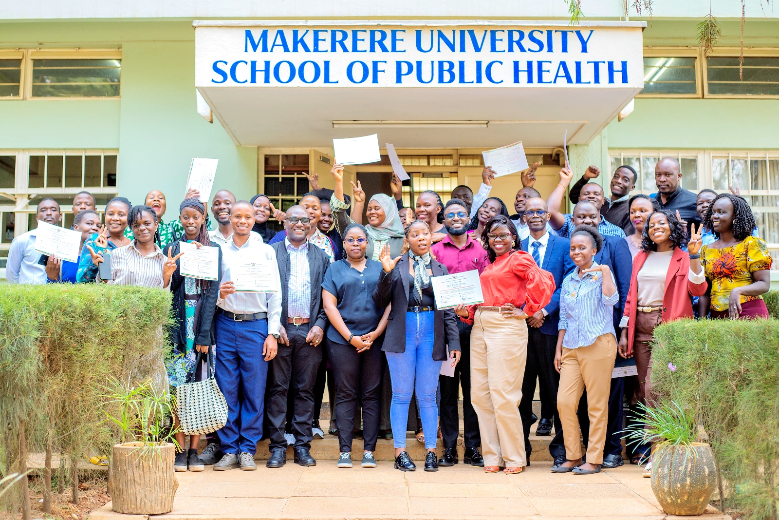 Makerere University School of Public Health (MakSPH) and Department of Journalism and Communication (DJC), College of Humanities and Social Sciences (CHUSS) graduation of 33 professionals from the second cohort of the Certificate in Health Communication and Community Engagement, 31st July 2026, Mulago Hospital Complex, Kampala Uganda, East Africa.