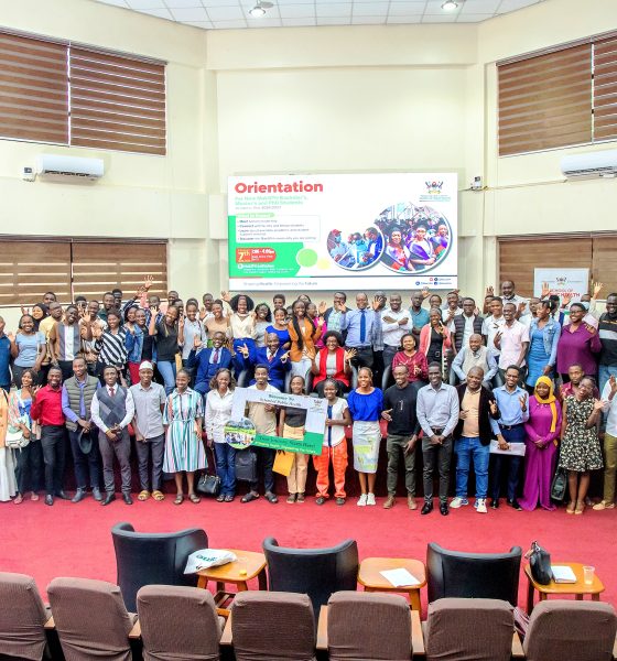 Newly-admitted students pose with MakSPH Dean Prof. Rhoda Wanyenze during orientation for the 2026/2027 academic year at the MakSPH Auditorium. Orientation for newly admitted students-75 students in the Bachelor of Environmental Health Science, 277 across the nine master’s programmes, and 21 across the two doctoral programmes, PhD by Research and PhD by Coursework and Research for the 2026/2027 academic, 7th August 2026, Makerere University School of Public Health (MakSPH) Auditorium, Main Campus, Kampala Uganda, East Africa.