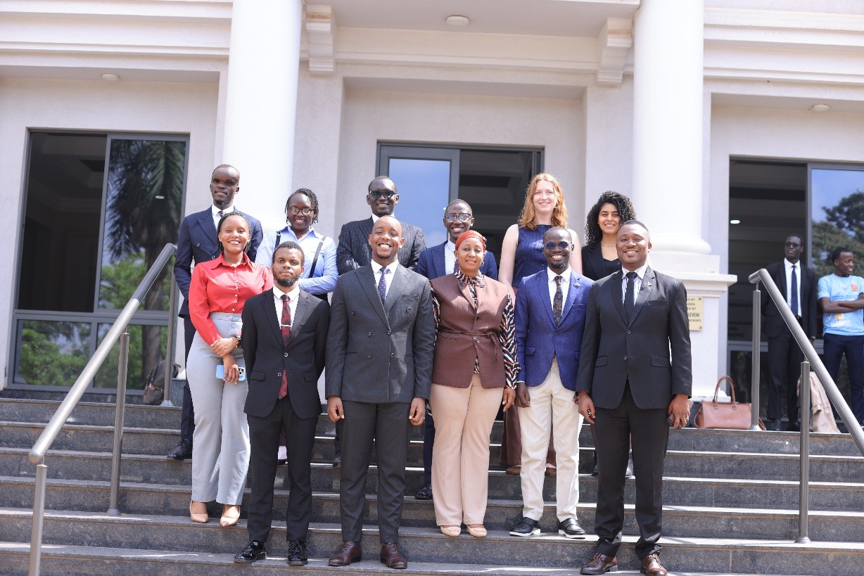 Dr. Daniel Ruhweza (1st right) - SoL Moots Coordinator, Dr. Zahara Nampewo (3rd right) with preliminary round judges. Inaugural Digital Health Inter-University Moot Court Competition Held in partnership with the University of Warwick and supported by the Wellcome Trust, 12–13 August 2026, School of Law (SoL), Makerere University, Kampala Uganda, East Africa.