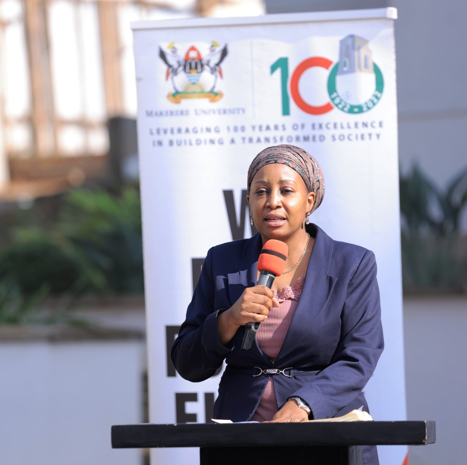 Dr. Zahara Nampewo, Deputy Dean SoL, addressing students. Bachelors of Laws (LLB) Freshers’ Orientation opening ceremony, August 6th, 2026, School of Law, Makerere University, Kampala Uganda, East Africa.