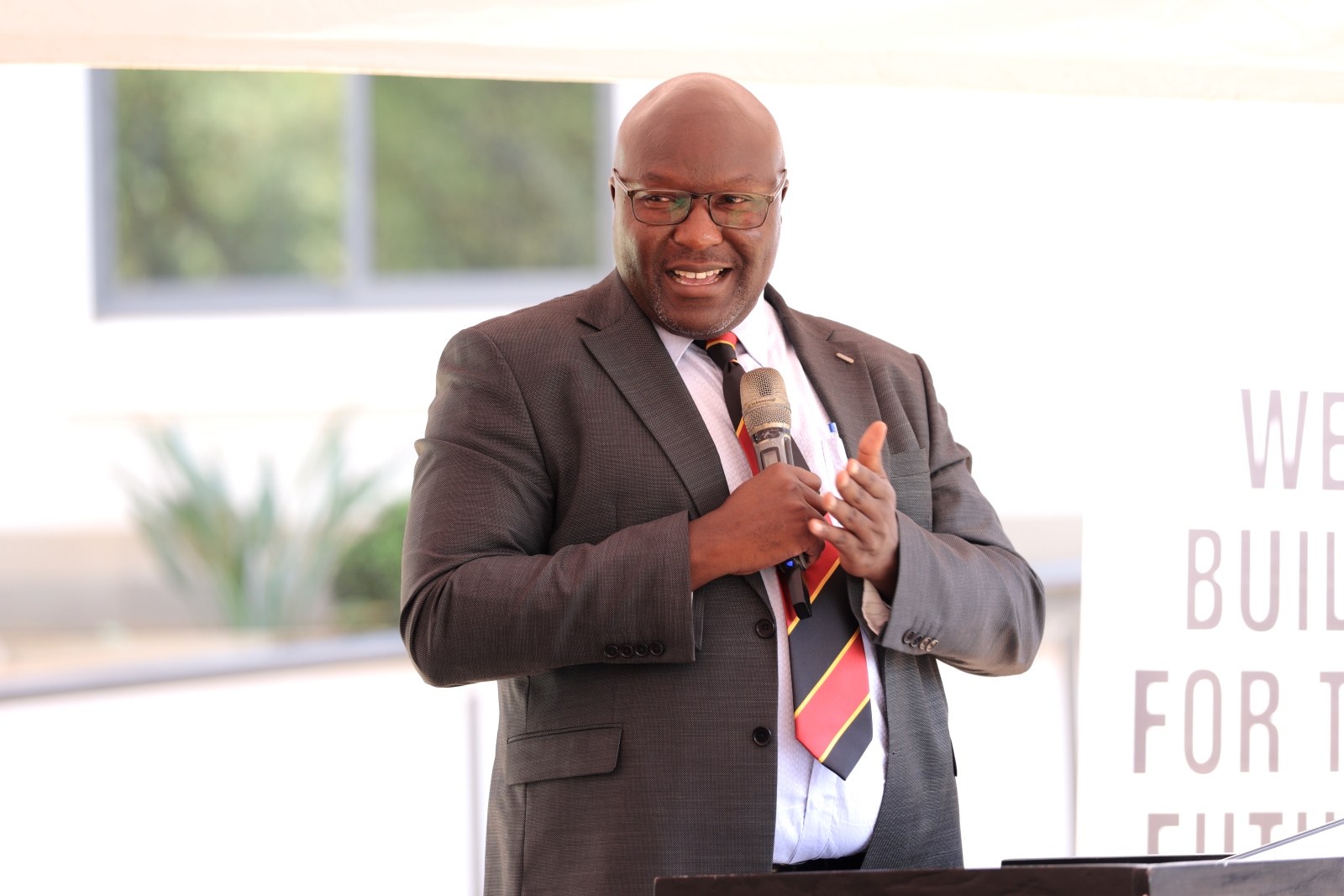 Prof. Ronald Naluwairo, Dean SoL, addressing students. Bachelors of Laws (LLB) Freshers’ Orientation opening ceremony, August 6th, 2026, School of Law, Makerere University, Kampala Uganda, East Africa.