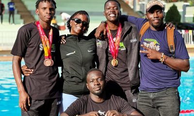 Mak Sharks Swim Team with their medals at Seroma High School after winning Gold at the AUUS Games at the AUUS Games held 18th to 23rd December, 2025 at Uganda Christian University (UCU) Mukono. Sports and Recreation Department, Makerere University, Kampala Uganda, East Africa.