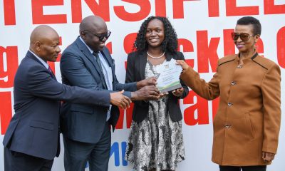 L-R: Prof. Josaphat Byamugisha, Prof. Richard Idro, and H.E. Kadondi Gracious present a plaque to Hon. Anifa Kawooya appreciating the Ministry of Health Support to the Medical Camp on 17th September 2026. Launch of the two-day 92nd Makerere University Guild Annual Medical Camp and intensified testing and active case finding for Malaria, HIV/AIDS and Sickle Cell Disease in universities and tertiary institutions, 17th September 2026, Freedom Square, Makerere University, Kampala Uganda, East Africa.