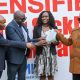L-R: Prof. Josaphat Byamugisha, Prof. Richard Idro, and H.E. Kadondi Gracious present a plaque to Hon. Anifa Kawooya appreciating the Ministry of Health Support to the Medical Camp on 17th September 2026. Launch of the two-day 92nd Makerere University Guild Annual Medical Camp and intensified testing and active case finding for Malaria, HIV/AIDS and Sickle Cell Disease in universities and tertiary institutions, 17th September 2026, Freedom Square, Makerere University, Kampala Uganda, East Africa.