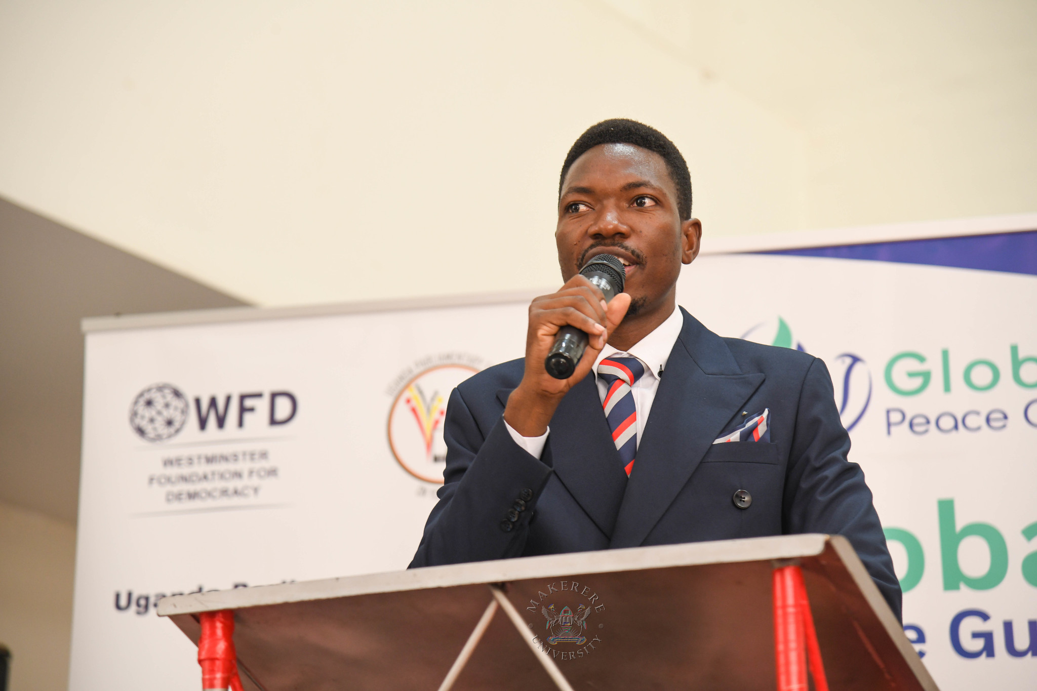 Mr. Joseph Micheal Tenywa. 92nd Guild Security Ministry in partnership with the Global Peace Guild International Day of Peace 2026 and Launch of the East African Peace and Trade Law Moot Court Competition, presided over by Minister of State for East African Community Affairs, Hon. James Magode Ikuya represented by Dr. Andrew Musiime, 21st September 2026, Main Hall, Main Building, Makerere University, Kampala Uganda, East Africa.